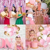 Pink Gold Birthday Party Decorations, Happy Birthday Banner, Pink