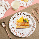 HOMIX 175 Pieces Rose Gold Party Supplies - Rose Gold Dot on White
