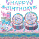 Mermaid Birthday Decorations Disposable Tableware Plates for Baby