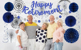 Blue Retirement Party Decorations for Men Women Silver Blue 19pc