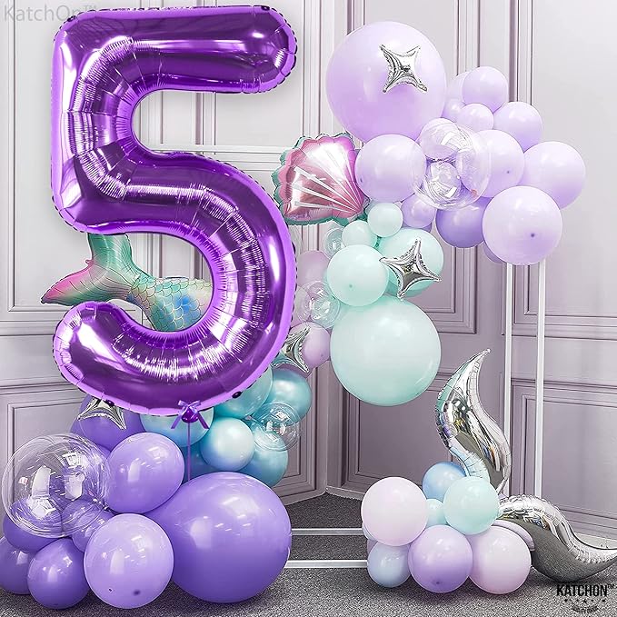 KatchOn, Giant Purple 5 Balloon Number - 40 Inch | Mylar Purple