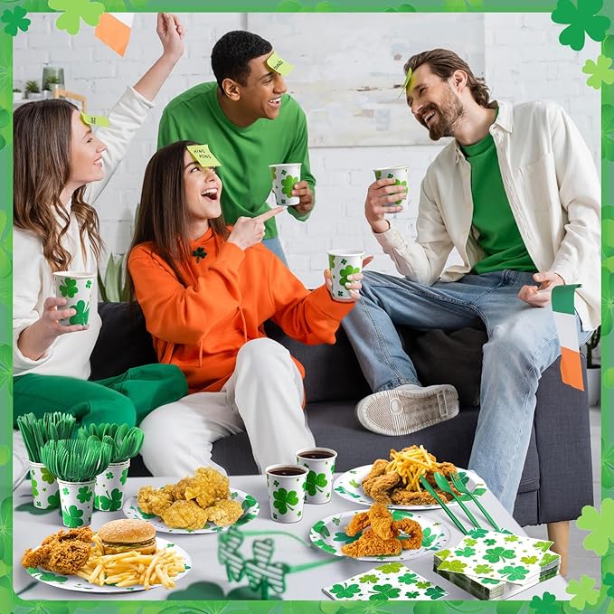 400 Pcs St Patrick's Day Party Plates and Napkin Decoration Lucky