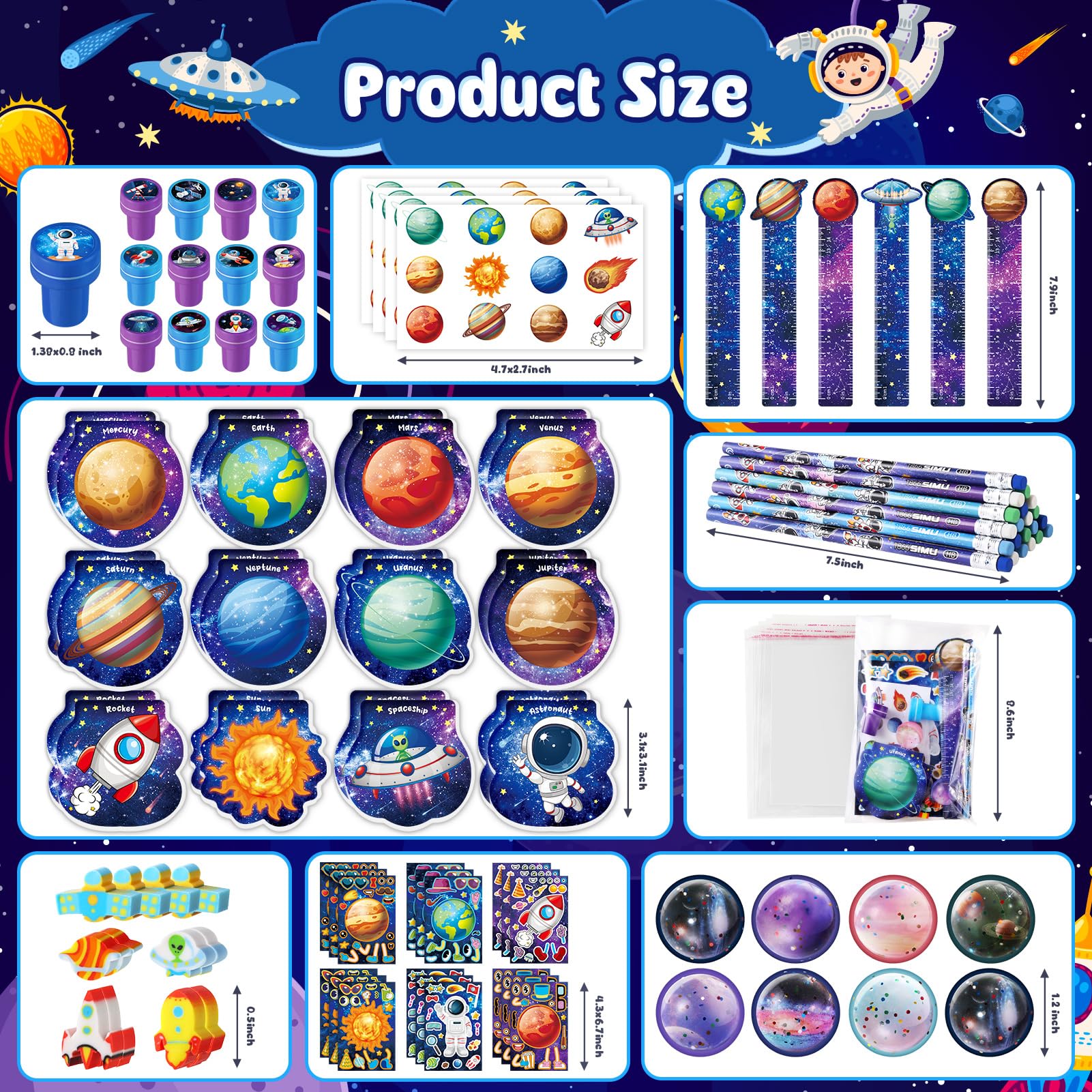 216Pcs Outer Space Themed Party Favors Space Alien Sticker