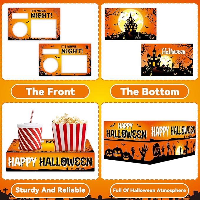 50Pcs Halloween Movie Night Supplies Snack Trays Movie Theater Snack