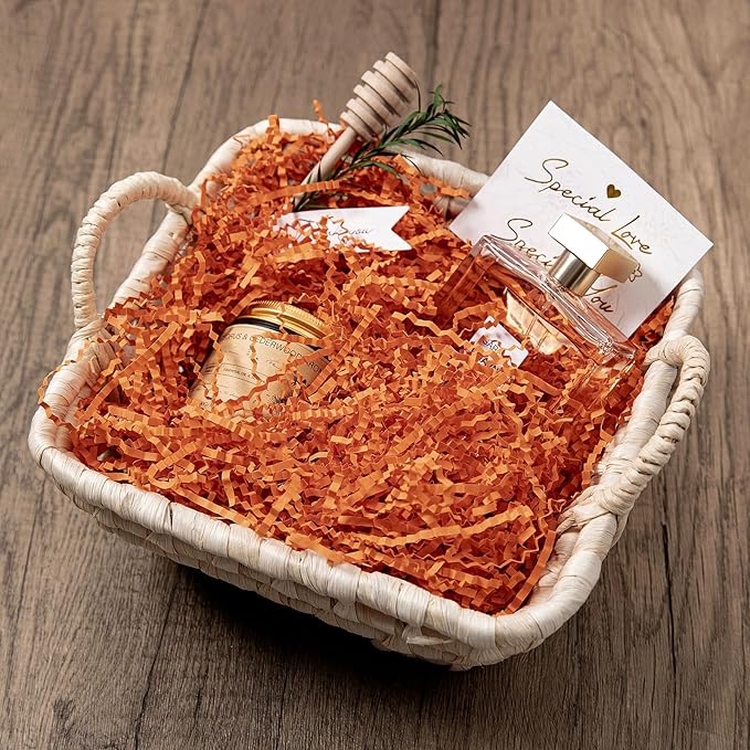 Mefleet 2 LB Crinkle Cut Paper Shred Filler Orange Crinkle Shredded
