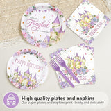 96Pcs Princess Birthday Party Supplies Purple Tower Castle Party