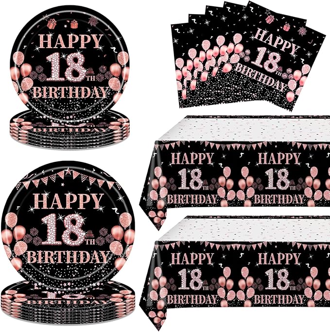 62Pcs 18th Birthday Decorations for Girls Her Rose Gold Birthday
