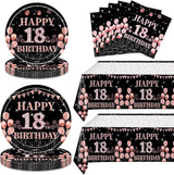 62Pcs 18th Birthday Decorations for Girls Her Rose Gold Birthday