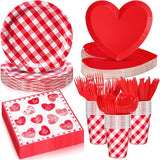 175 Pcs Valentines Party Supplies Set for 25 Guests Red Heart Paper