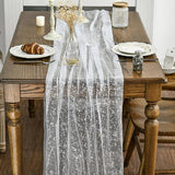 Artoid Mode 6Pcs White Silver Gauze Table Runner 120 Inch 10FT,