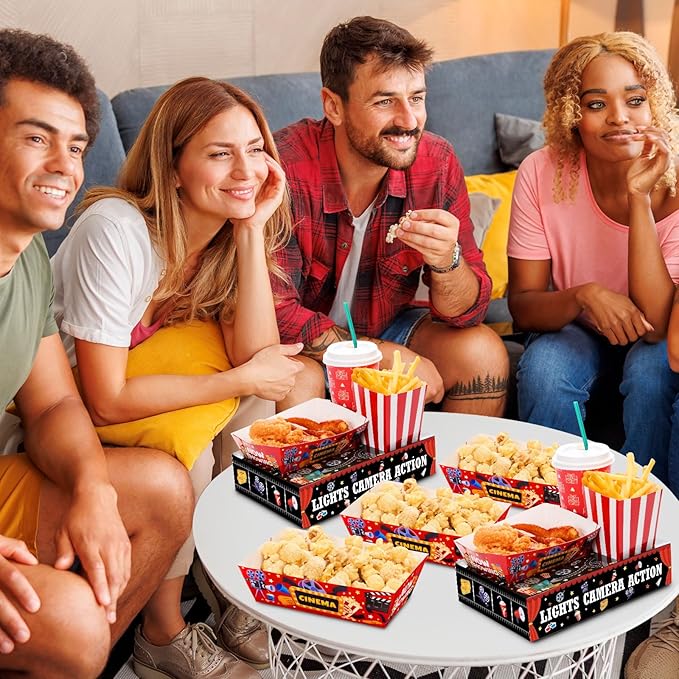 108 Pcs/ 36 Sets Movie Night Snack Trays Popcorn Boxes Cardboard