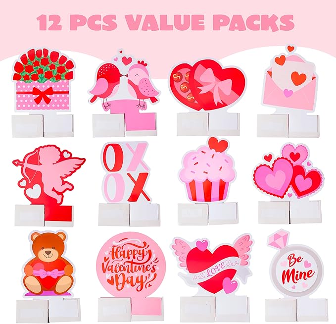 12 Pcs Valentine's Day Honeycomb Centerpieces Table Decorations with