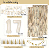 17th Birthday Decorations for Girls, White and Gold 17 Boho Birthday
