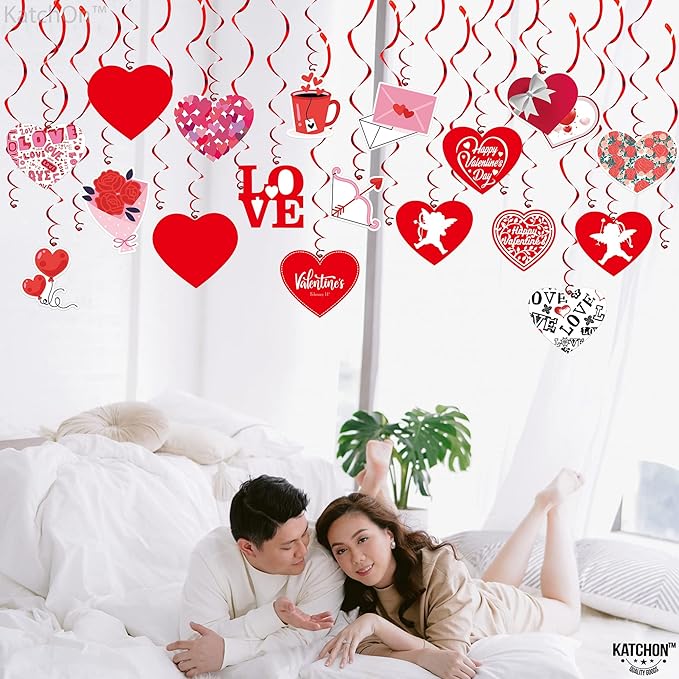 Valentines Hanging Swirls Large Pack of 30 No DIY Valentines Day