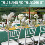 Breling 24 Pack Green and Gold Disposable Plastic Tablecloths and