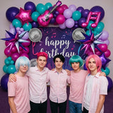 Themed Birthday Party Decorations - K-Pop Music with purple pink teal