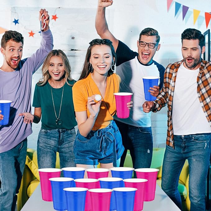 120 PCS Blue And Pink Disposable Plastic Cups Gender Reveal Plastic
