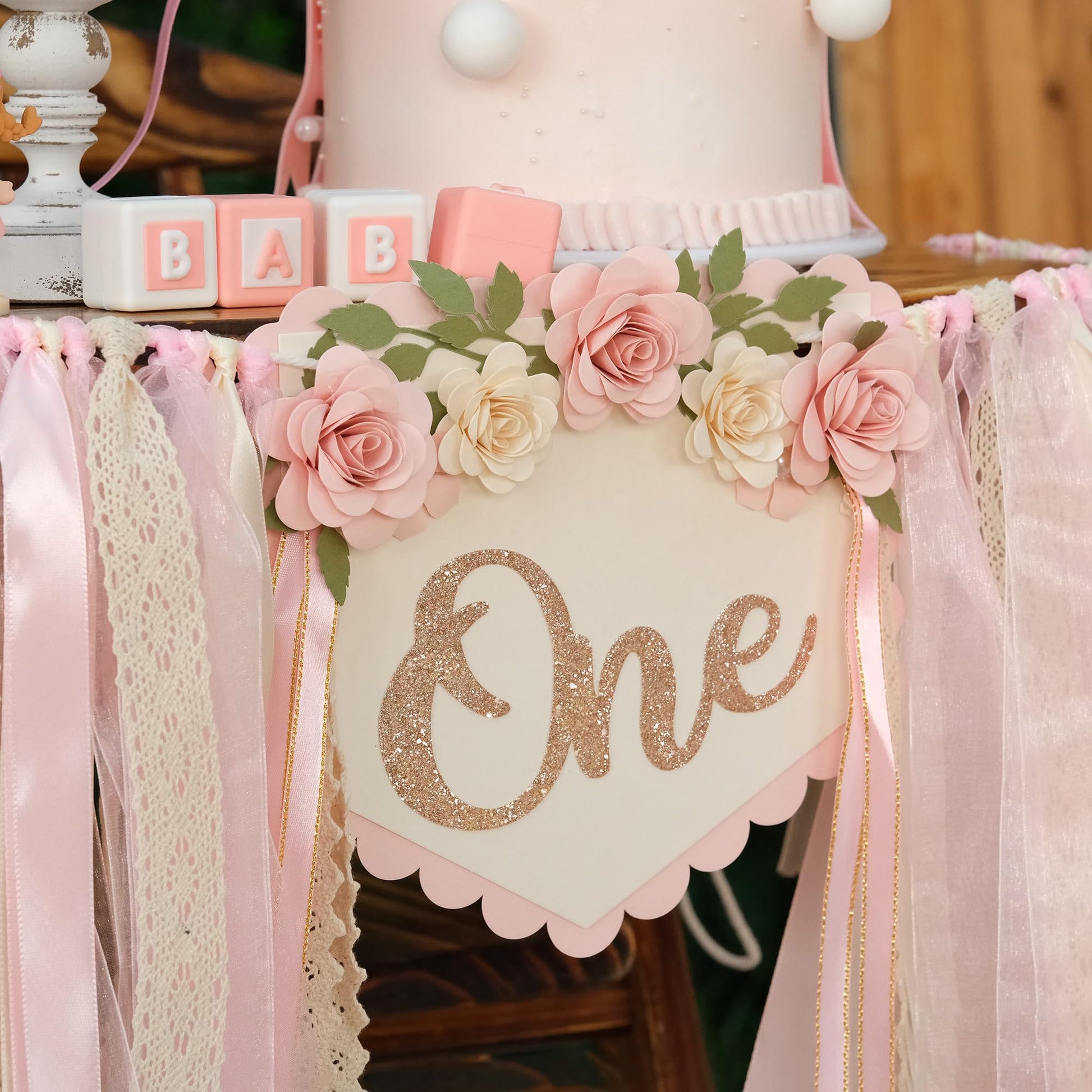 HODIHIWI Wildflower 1st High Chair Banner Birthday Decorations Fo Ligh