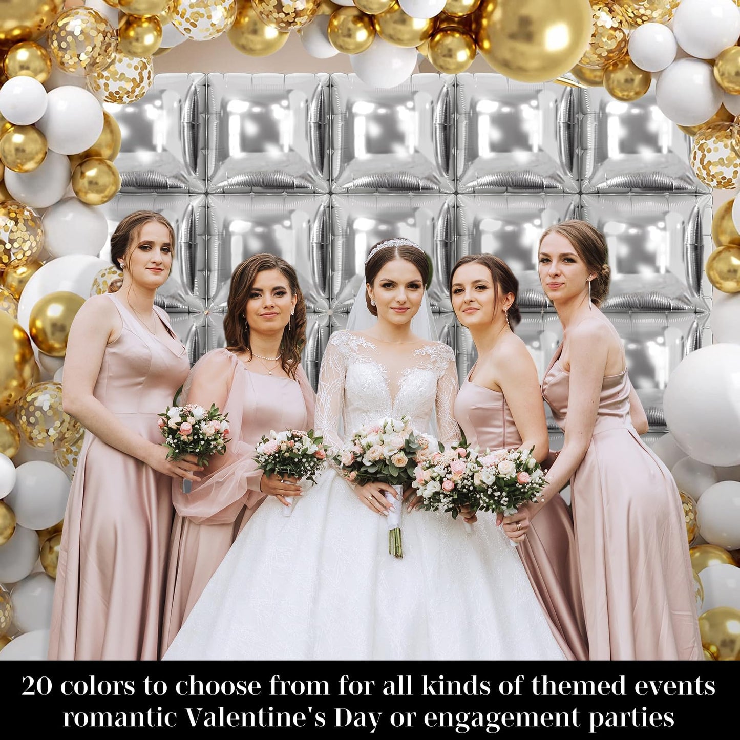 Silver Square Balloon Wall Square Foil Balloons Wall Backdrop 25 Pcs