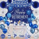 Holkcog Blue Retirement Party Decorations for Women, Silver Blue