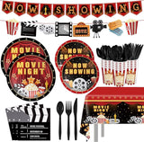 170pcs Movie Night Party Supplies Now Showing Paper Plates Napkins