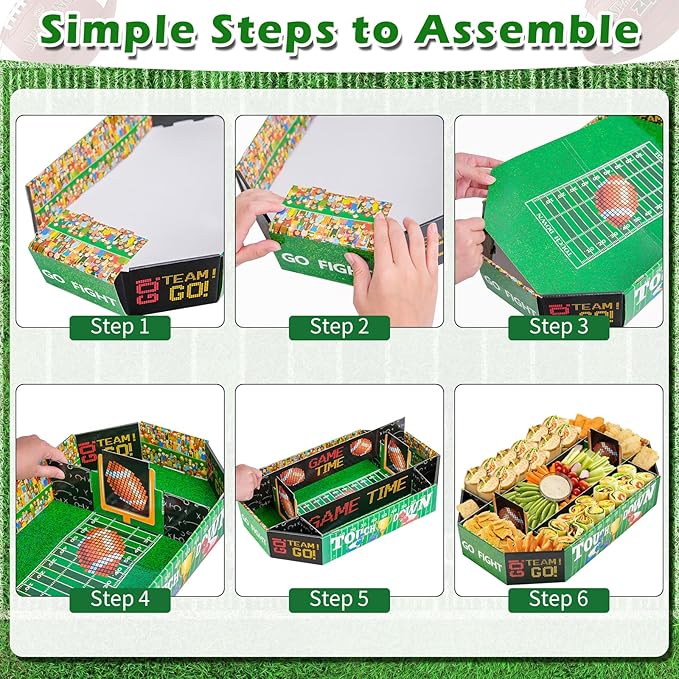 Football Party Supplies Kit Huge 24X14 Inch Football Snack Stadium
