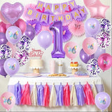 1st Birthday Decoration for Girls,Pink Purple 1st Birthday Balloon
