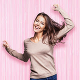 Voircoloria 3 Pack 3.3 x 8.2 ft Pasel Pink Foil Fringe Backdrop