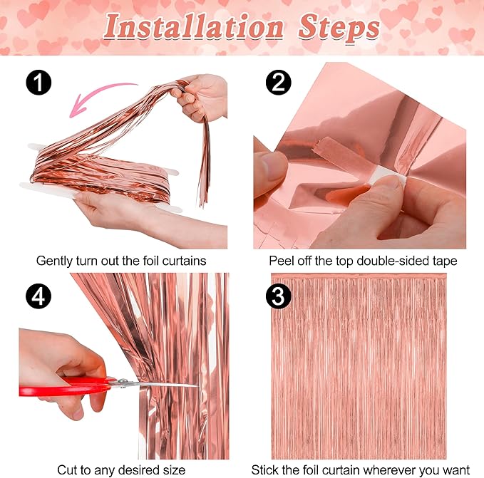 ZATAYE 2 Pack Rose Gold Decorations, 3.28 FT x 7.05 FT Rose Gold