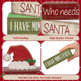 4 Pcs Christmas Table Decorations Wooden Red Santa Hat Christmas