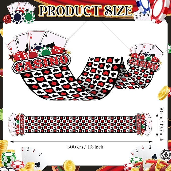10ft Casino Theme Party Decorations Red Black Casino Party Ceiling