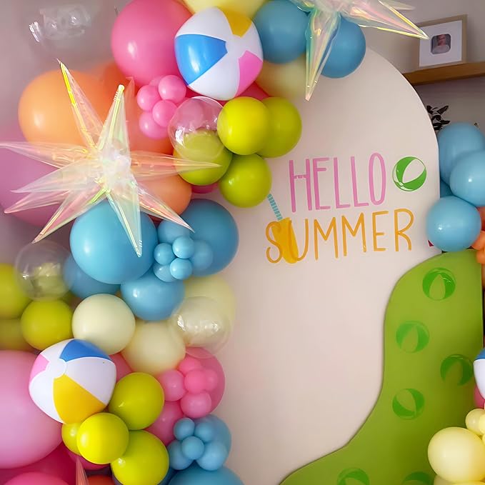 Summer Party Decoration 144pcs Green Pink Blue Peach Balloon Garland