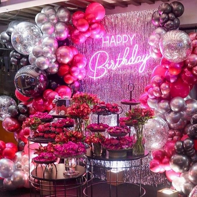 PartyWoo Pearl Hot Pink Balloons 140pcs Different Sizes of 18 12 10 5