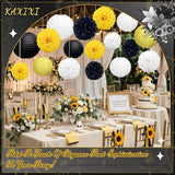 KAXIXI 15 Pcs Yellow Black White Party Decorations - Hanging Paper