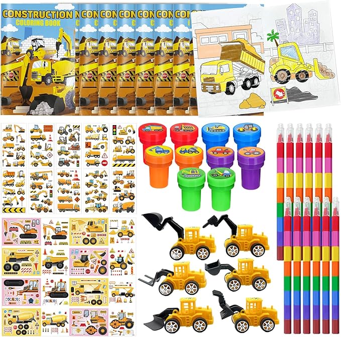 72 Pcs Construction Party Favors Truck Car Coloring Books with