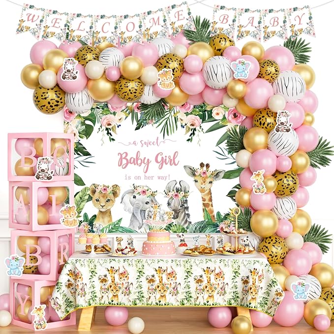 147 PCs Safari Baby Shower Decorations for Girl Party Inspo Jungle