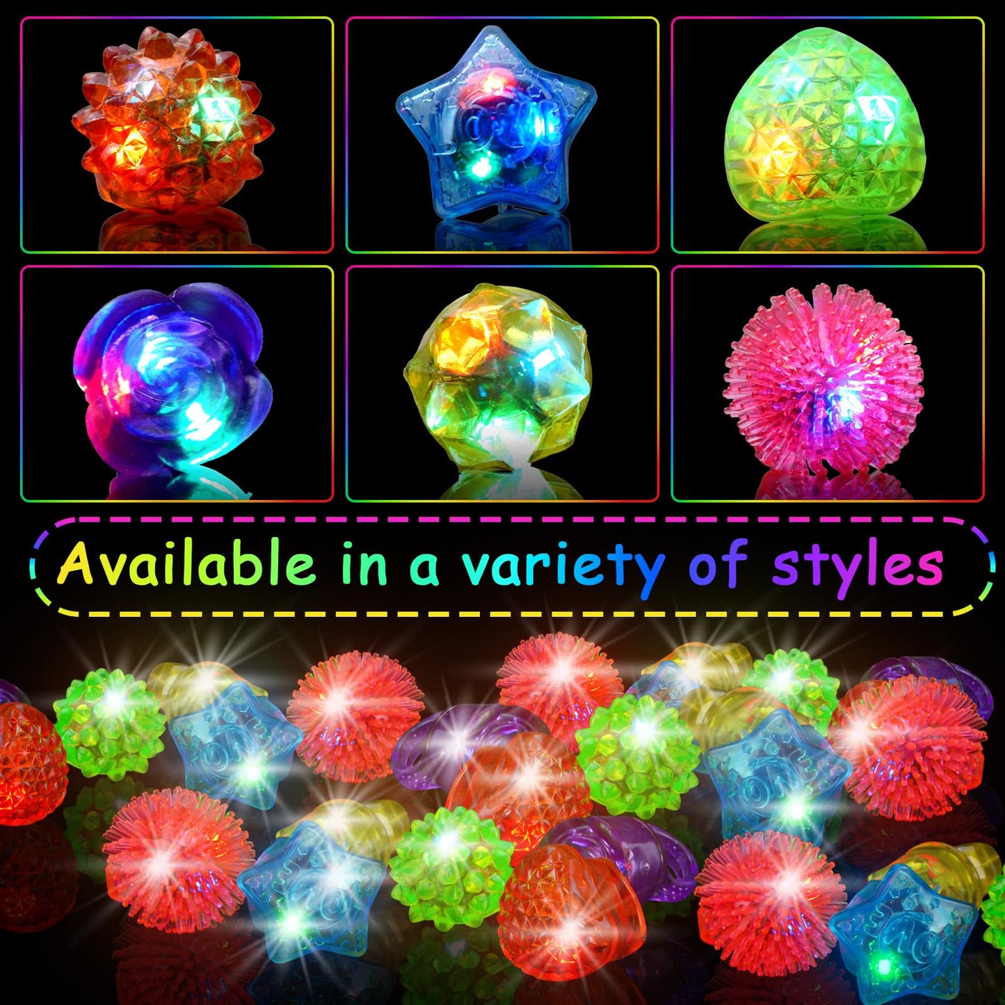 OLUPP Party Favors 100 Pcs Light Up Rings, Glow In The Dark Party