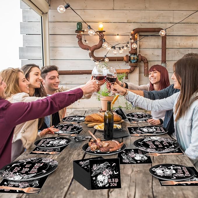 100 Pcs 30th Birthday Party Supplies Death to My 20s Paper Plates