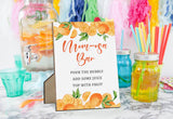 Mom-osa Bar Baby Shower Tabletop Sign With Stand, Orange Citrus Gender