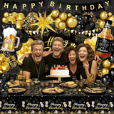 Black and Gold Birthday Decorations for Men Women Black