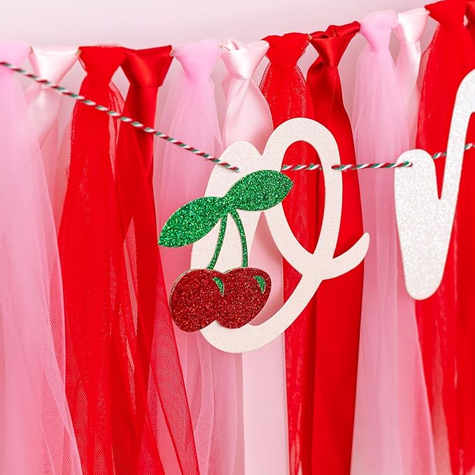 Cherry One High Chair Banner Cherry Themed First Birthday Party