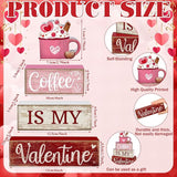 4 Pcs Valentine's Day Table Decor Wooden Cocoa Decoration