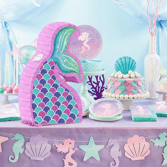Mermaid Tail Pinata with Pinata Stick & Blindfold for Girls Mermaid