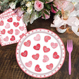 96 Pieces Valentine's Day Tableware Set Red and Pink Heart Message