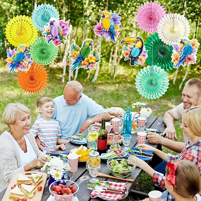 Tropical Party Decorations Hawaiian Party Decor with Paper Parrots