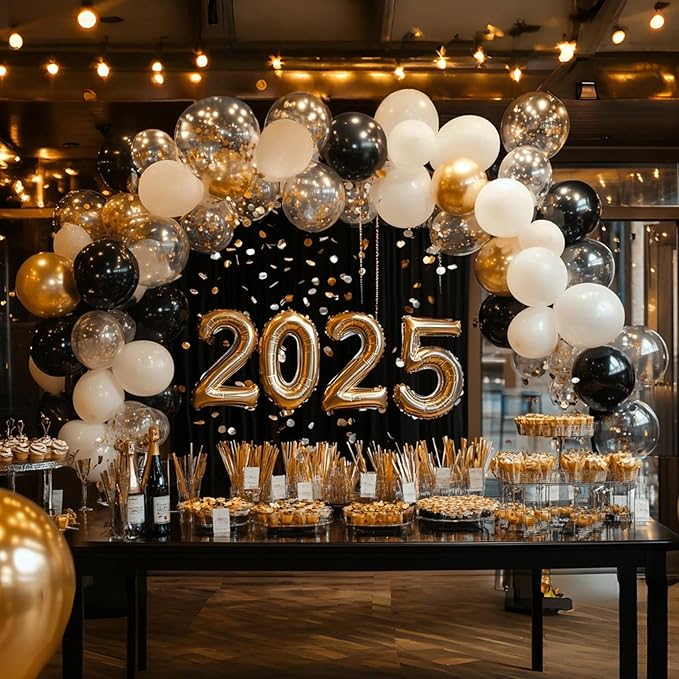 Black and Gold Balloons, 55 Pcs 12 Inch Metallic Gold Balloons Black