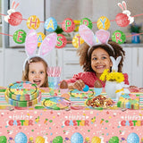 98PCS Easter Party Supplies Happy Easter Paper Plates and Napkins