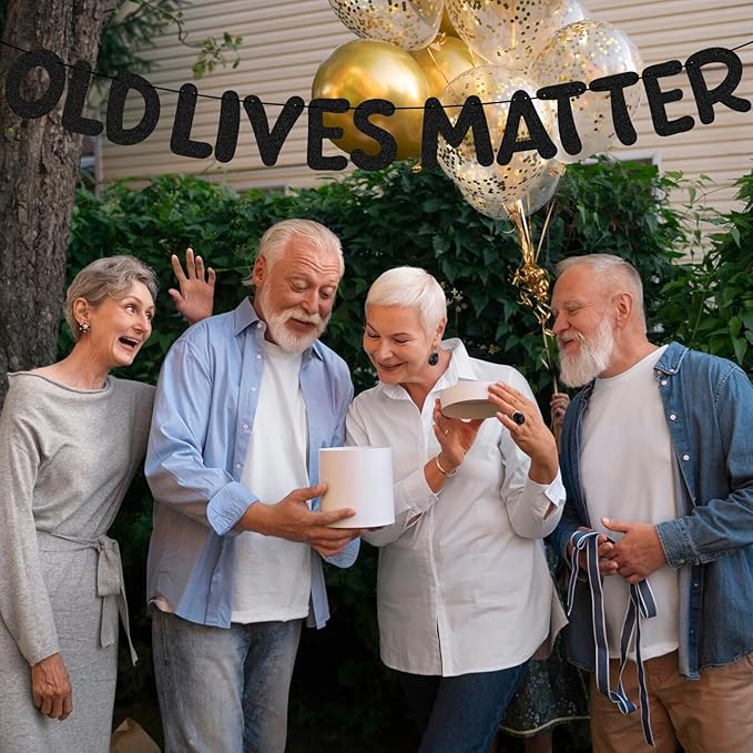 Pre Strung Old Lives Matter Banner 9.84 ft Funny Birthday Glitter