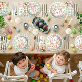 Easter Bunny Plates Napkins and Cup Set Disposable Easter Tableware