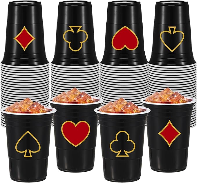 48 Pcs Casino Party Cups 16 oz Casino Theme Party Decorations